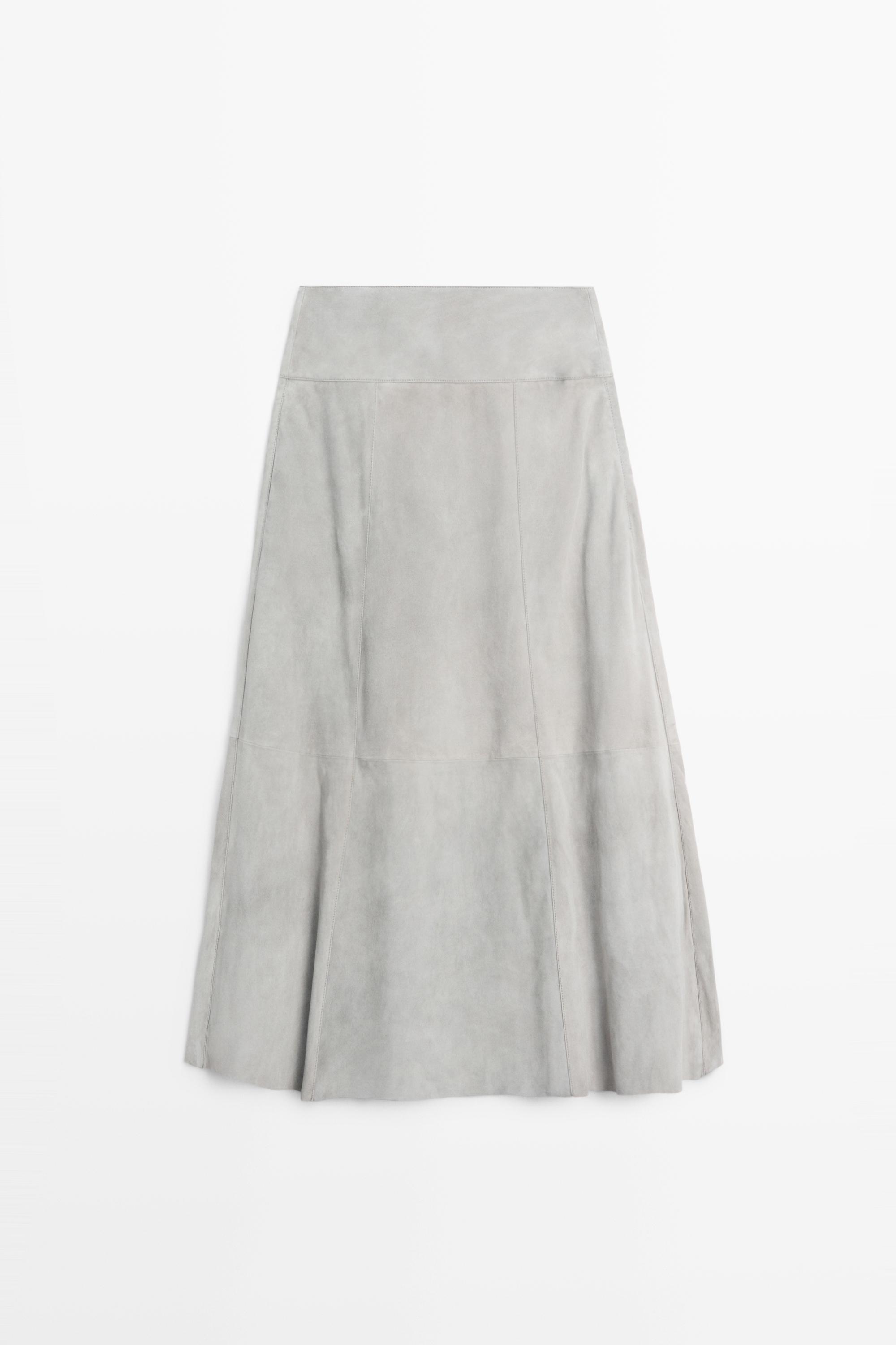 Jupe à ceinture en cuir et daim
